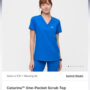 Figs Catarina one-pocket scrub top royal blue